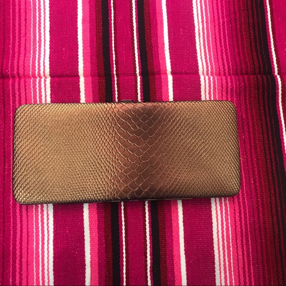 NWT Brown Snake Skin Clutch